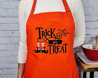 Delantal bordado de Halloween: Delantal de cocina para pedir dulces