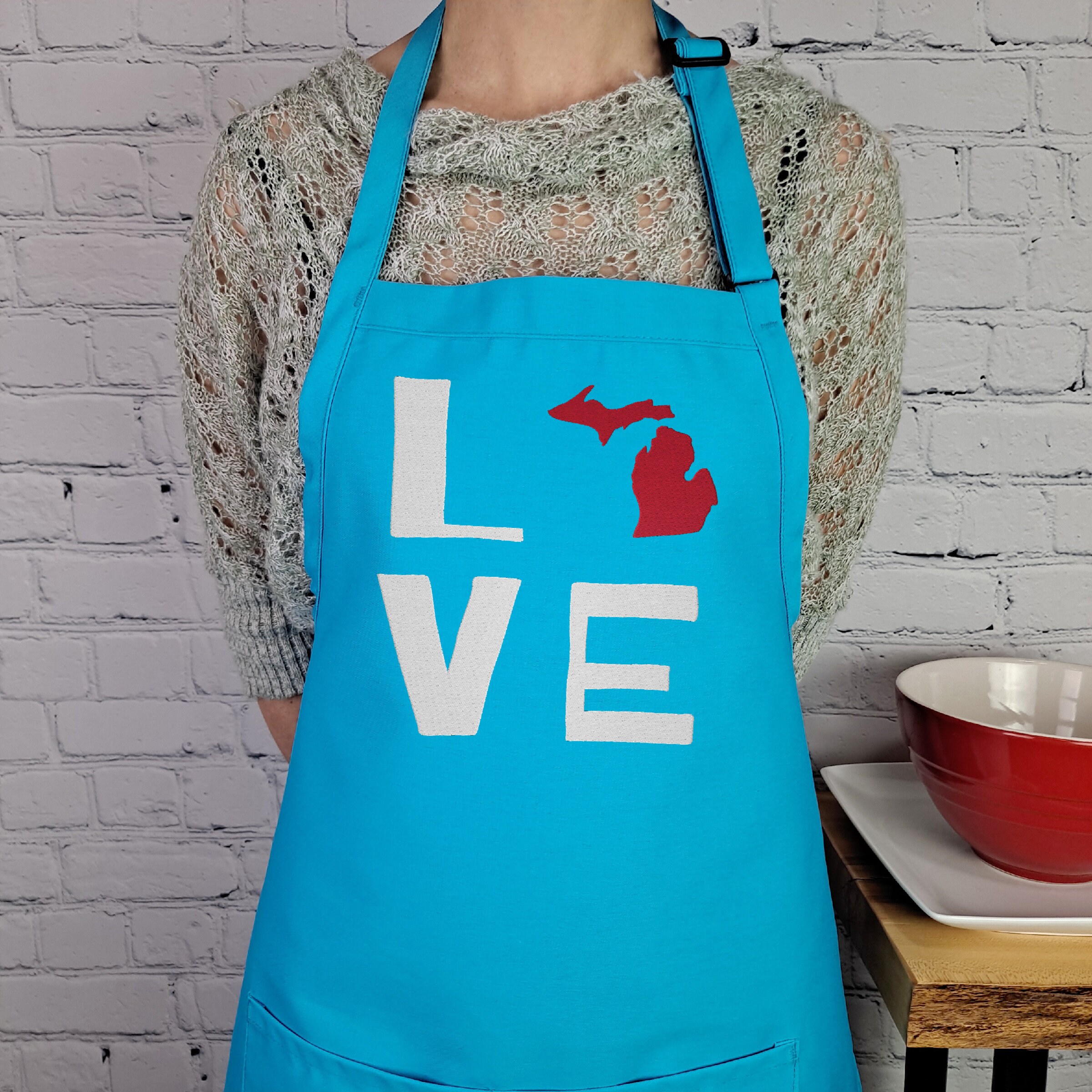 Michigan Apron Embroidered Love Our State Summer Grilling Etsy UK