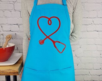 Embroidered Stethoscope Apron: Nurse Gift, USA Made