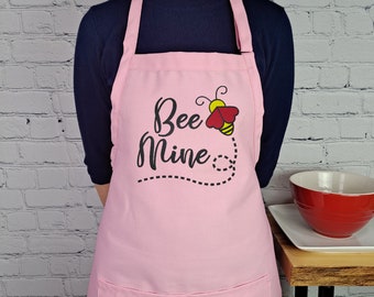 Embroidered Bee Apron: USA Made Gift with Pockets