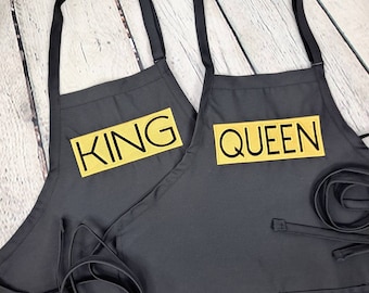 King Queen apron his & hers couples matching apron