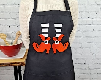Embroidered Halloween Apron | Red Witch Shoes, Fall Baking