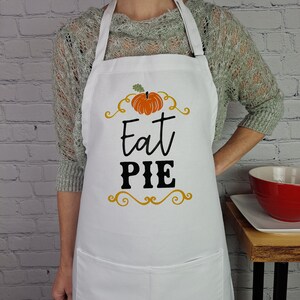 Embroidered Thanksgiving Apron: Eat Pie, Pumpkin Design