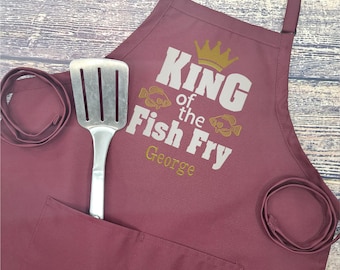 Personalized Dad Apron, King of the Fish Fry, Embroidered