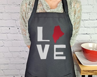 Embroidered Maine State Apron: Love Our Home State Gift
