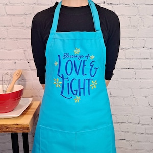 Hanukkah apron Love and Lights Embroidered cooking Apron
