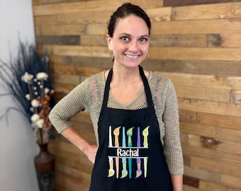 Embroidered Art Teacher Apron: Personalized Paint Brush Design