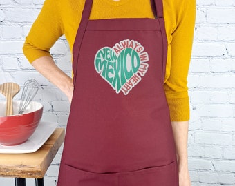 Embroidered New Mexico Heart Apron: Southwestern State Pride Gift