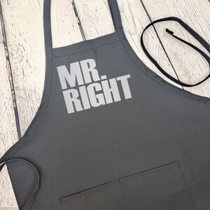 Mens apron grilling Mr. Right embroidered apron husband gift for him