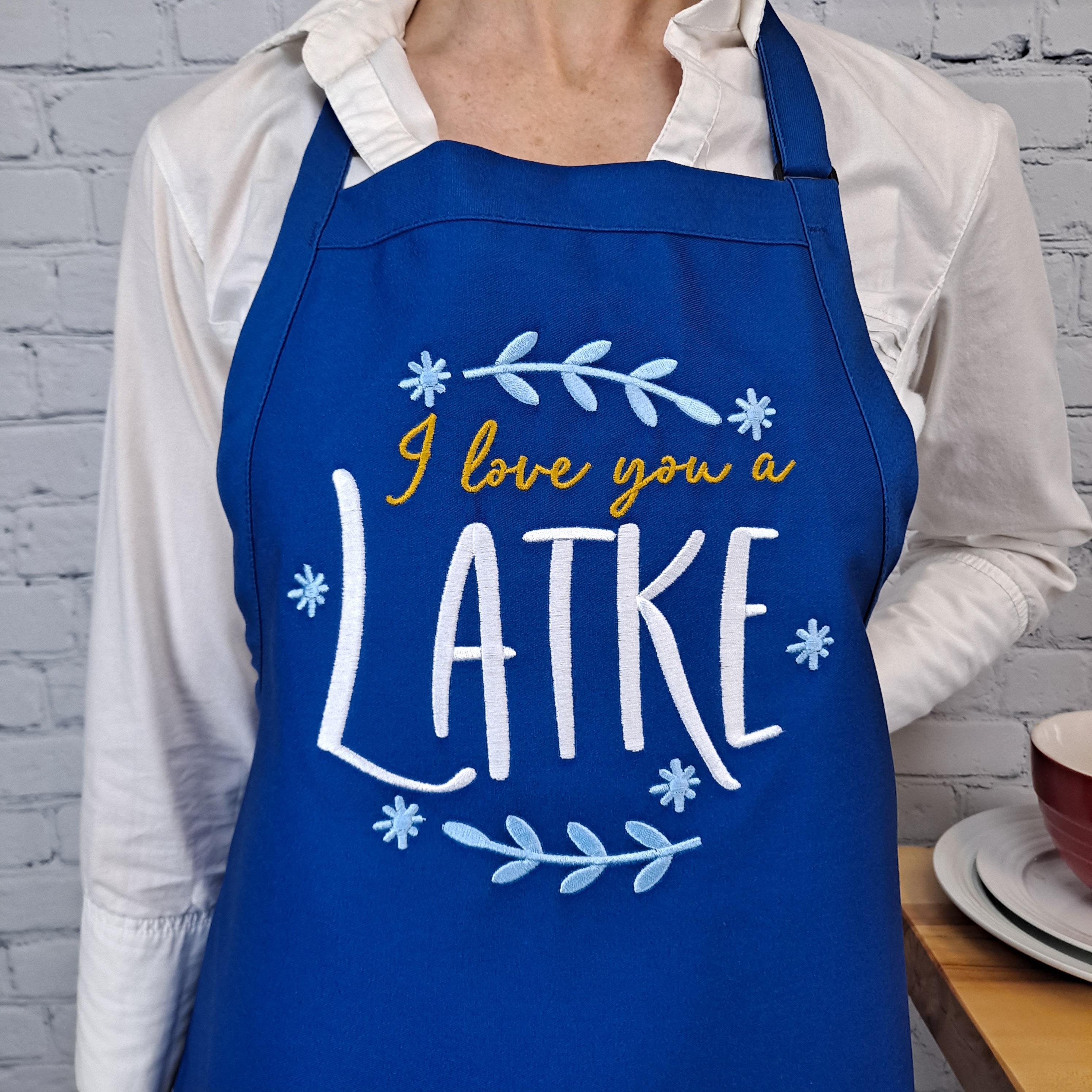 Hanukkah apron Latke Love kitchen Apron lights cooking Etsy