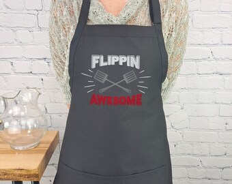 Flippin' Grilling Apron: Embroidered BBQ Gift
