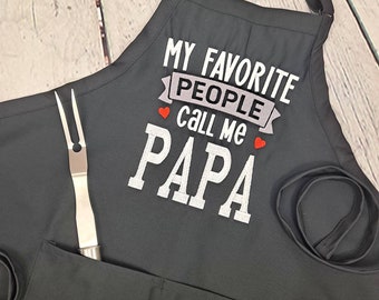 Embroidered Dad Apron: "My Favorite People Call Me Papa"