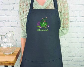Personalized Embroidered Cactus Apron | Desert Floral Kitchen Bib