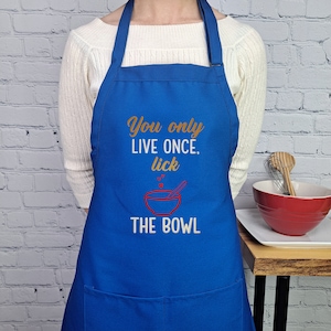 Funny &#39;Lick the Bowl&#39; Embroidered Kitchen Apron