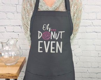 Funny Embroidered Kitchen Apron: Oh Donut Even, Baking Gift
