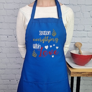 Funny apron season everything with love embroidered kitchen accessory with pockets adjustable neck