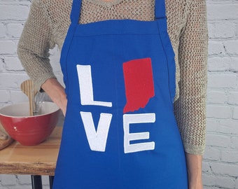 Embroidered Indiana Apron: USA Made Kitchen Gift