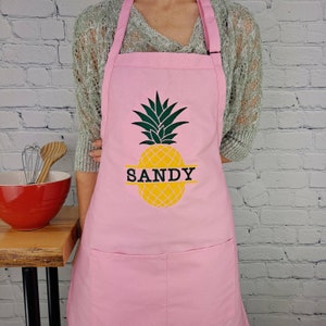 Pineapple apron personalized hospitality kitchen cooking apron customize pineapple decor great housewarming gift