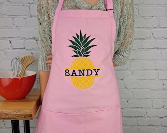 Personalized Pineapple Apron: Embroidered Hostess Gift