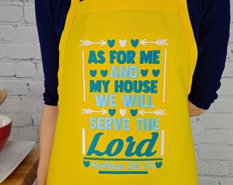 Bible verse Apron Joshua 24:15 Favorite scripture gift for prayer partner pastors wife embroidered kitchen accessory