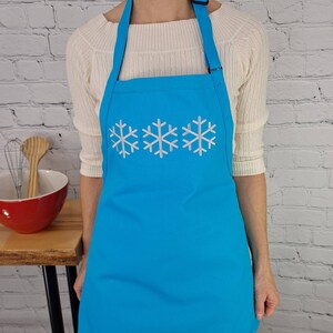 Winter snowflake embroidered cooking apron