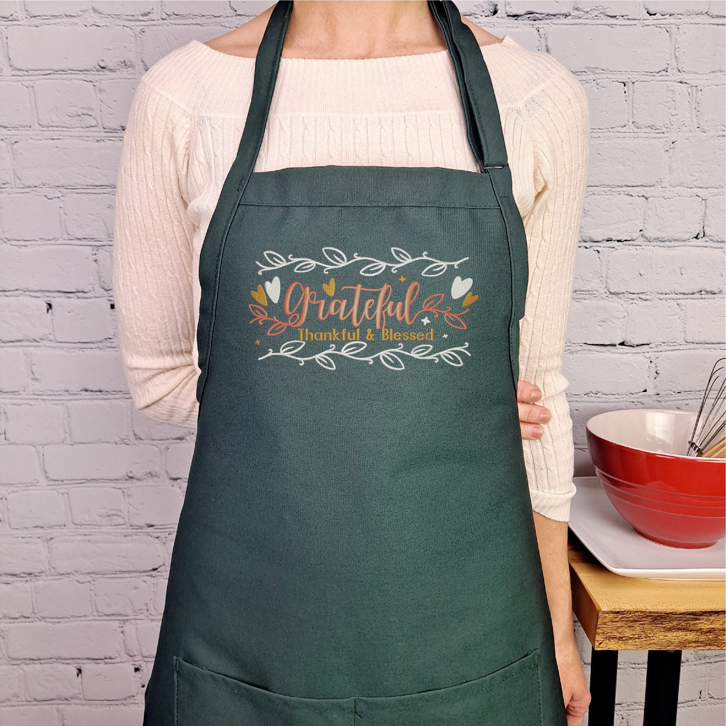 Fall Apron Grateful, Thankful and Blessed Thanksgiving Autumn Apron ...