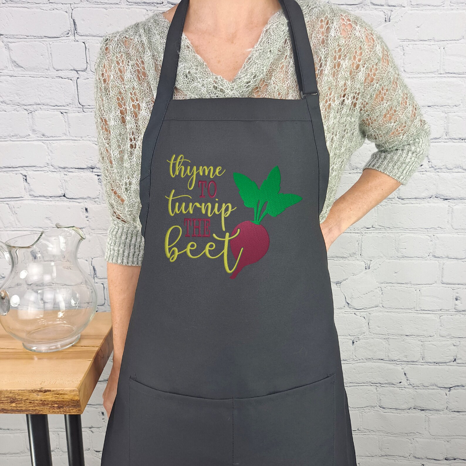 Funny Embroidered Apron: Turnip the Beet Pun, Adjustable Neck - Etsy