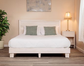 Hardwood Headboard Bed Frame, Tool-Free & Hardware-Free Assembly