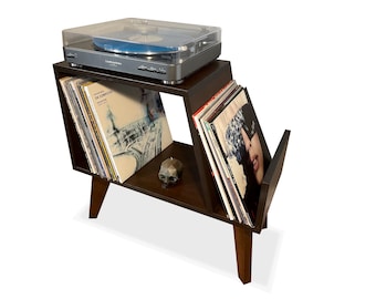 Vinyl Record Storage Table Turntable Player Stand Hardwood