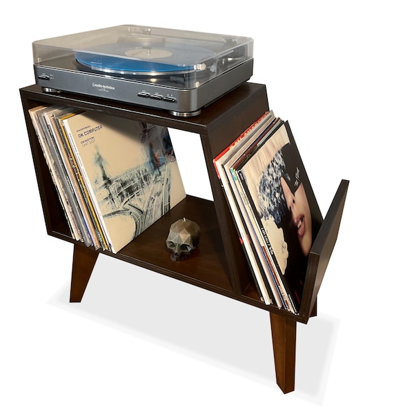 Vinyl Record Storage Table Turntable Player Stand Hardwood