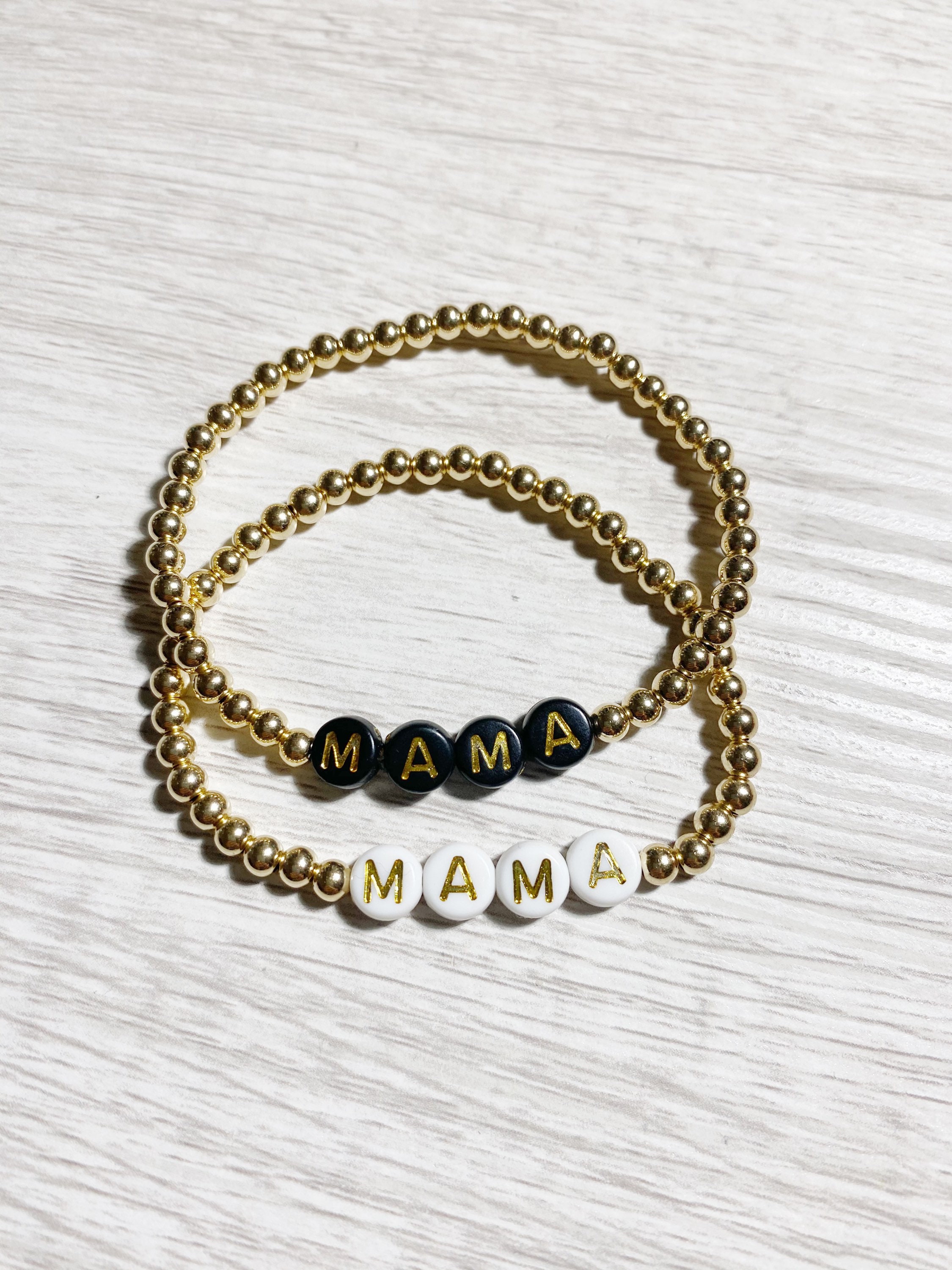 MAMA Bracelet Custom Size 14K Gold Filled 4mm Bead Etsy