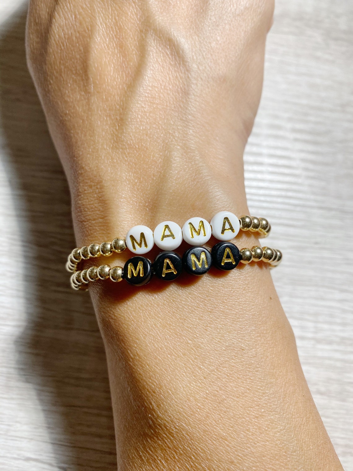 MAMA Bracelet Custom Size 14K Gold Filled 4mm Bead Etsy