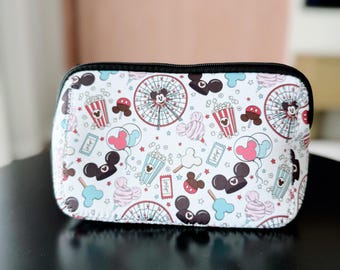 Magical Parks Neoprene Zipper Toiletries Makeup Pencil Pouch Bag