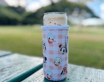Magical Palaka and Friends Disney Hawaii Drink Sleeve Neoprene 12oz Slim Can Holder