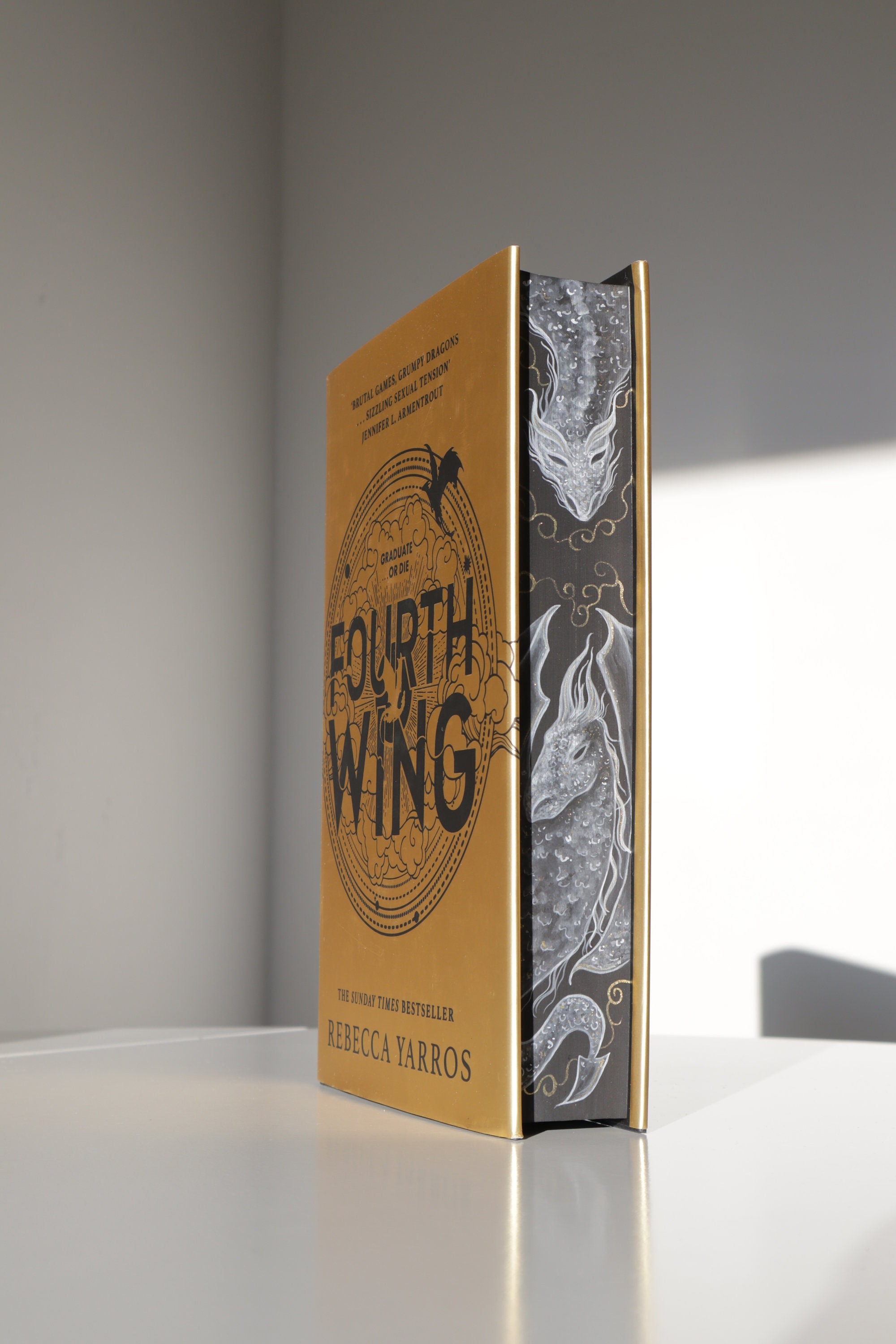 Fourth Wing by Rebecca Yarros Custom Sprayed Edges With White or