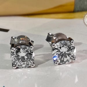 IGI Certified Lab Grown Diamond Stud Earrings: 14K White Gold