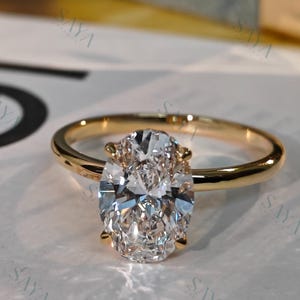 IGI Certified Oval Cut Lab Grown Diamond Engagement Ring - White/Yellow Solid Gold