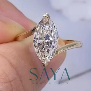 4.00 Carat Marquise Cut IGI Certified Lab Grown Diamond Engagement Ring, VVS Clarity E Color, Solid 14k Yellow/White Gold Handmade Ring