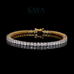 Lab Grown Diamond Tennis Bracelet: 14K Gold Minimalist Handmade Bracelet
