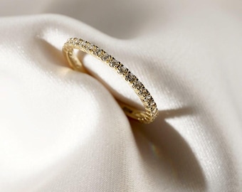 Lab Grown Diamond Half Eternity Band: Solid Gold Matching Diamond Ring