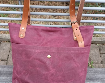 Small waxed canvas tote bag