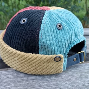 Vintage Style Brimless Docker Cap with Patchwork Design