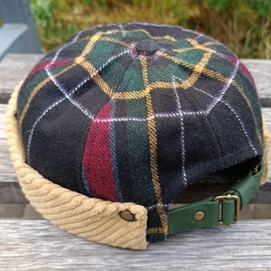 Handmade Madras Tartan Wool Docker Hat | Flannel Brimless Cap