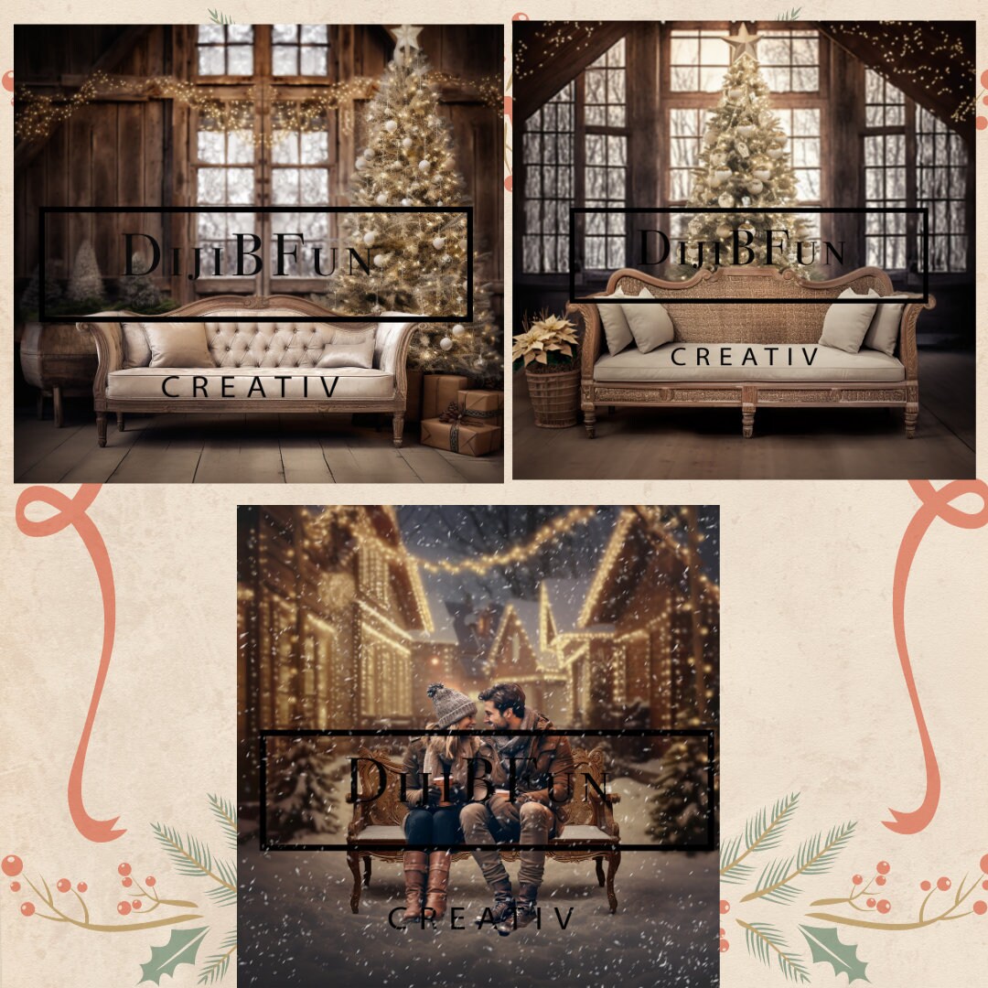 Easy to Use Digital Backdrop Background Beautiful Rustic Christmas ...