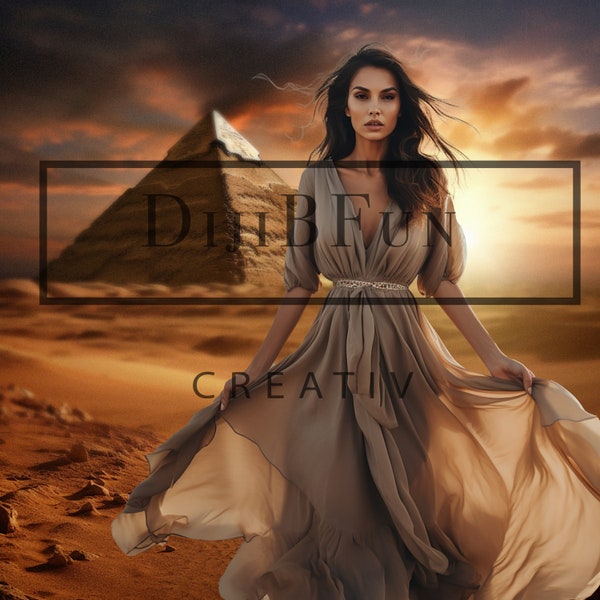 Easy to use digital background backdrop for photography composite beautiful glamours Sahara Desert pyramid sunset golden hour grant pyramid