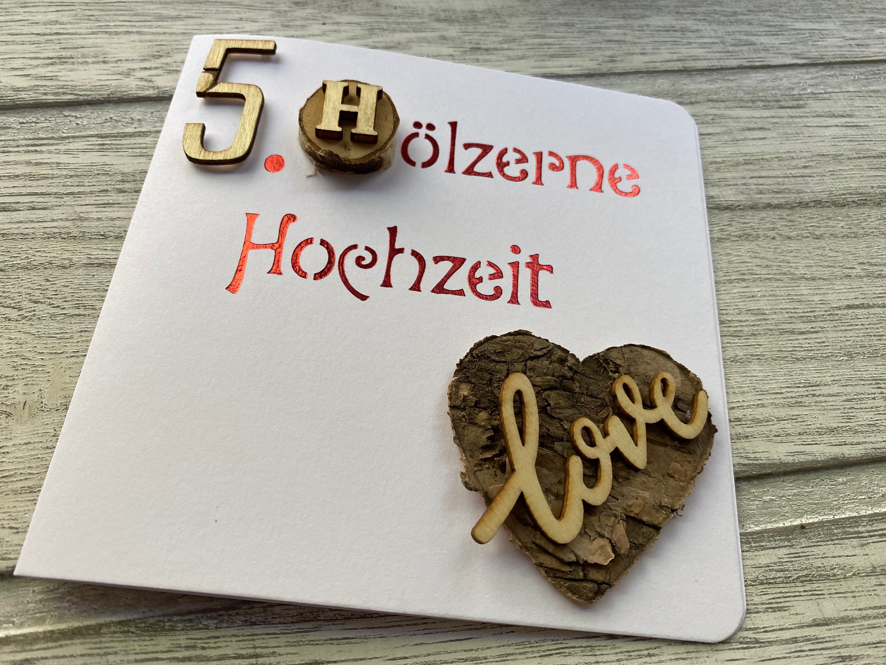 Hölzerne Hochzeit 5. Hochzeitstag Personalisierbar mit Datum Etsy