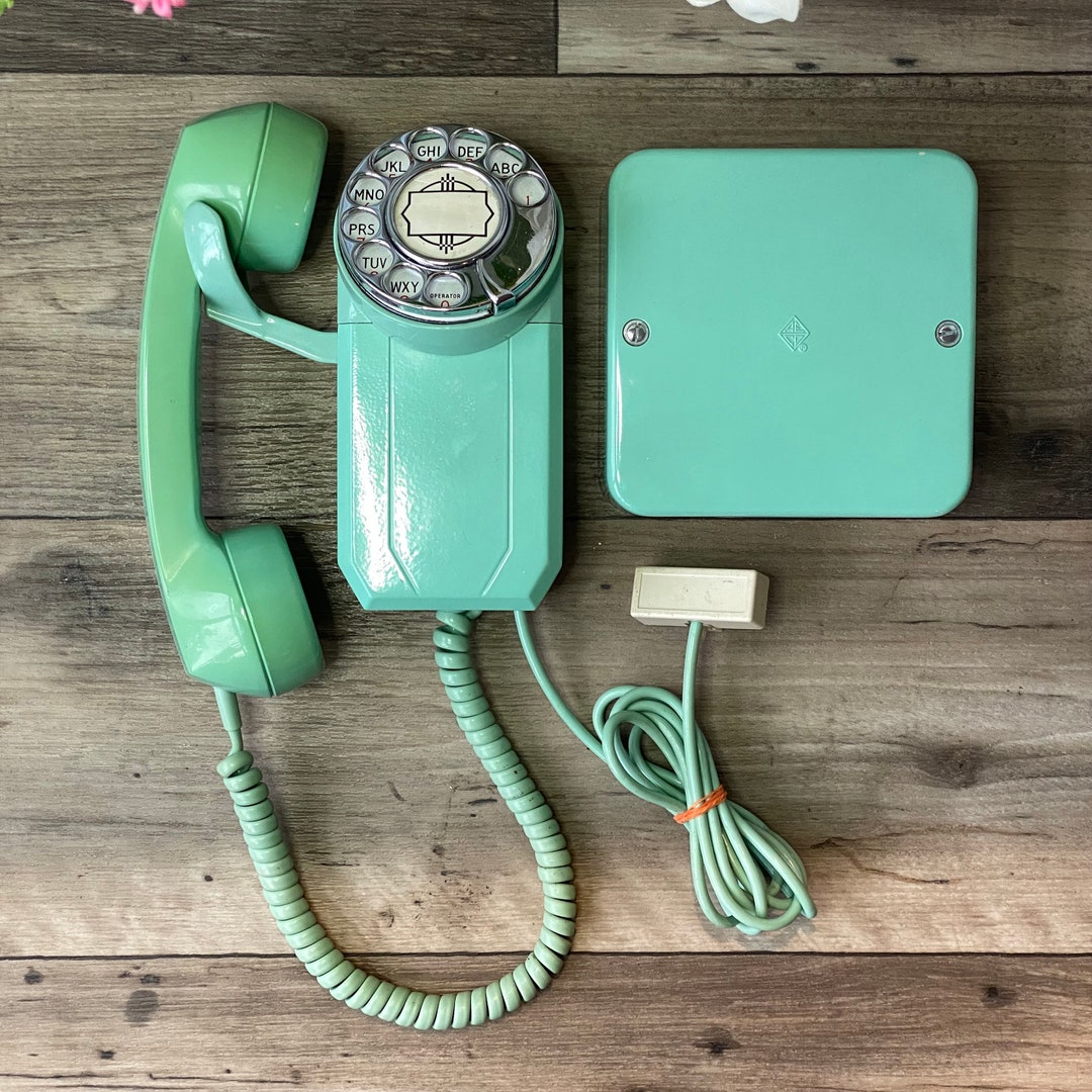Vintage Turquoise Rotary Wall Telephone With Ringer Box Etsy