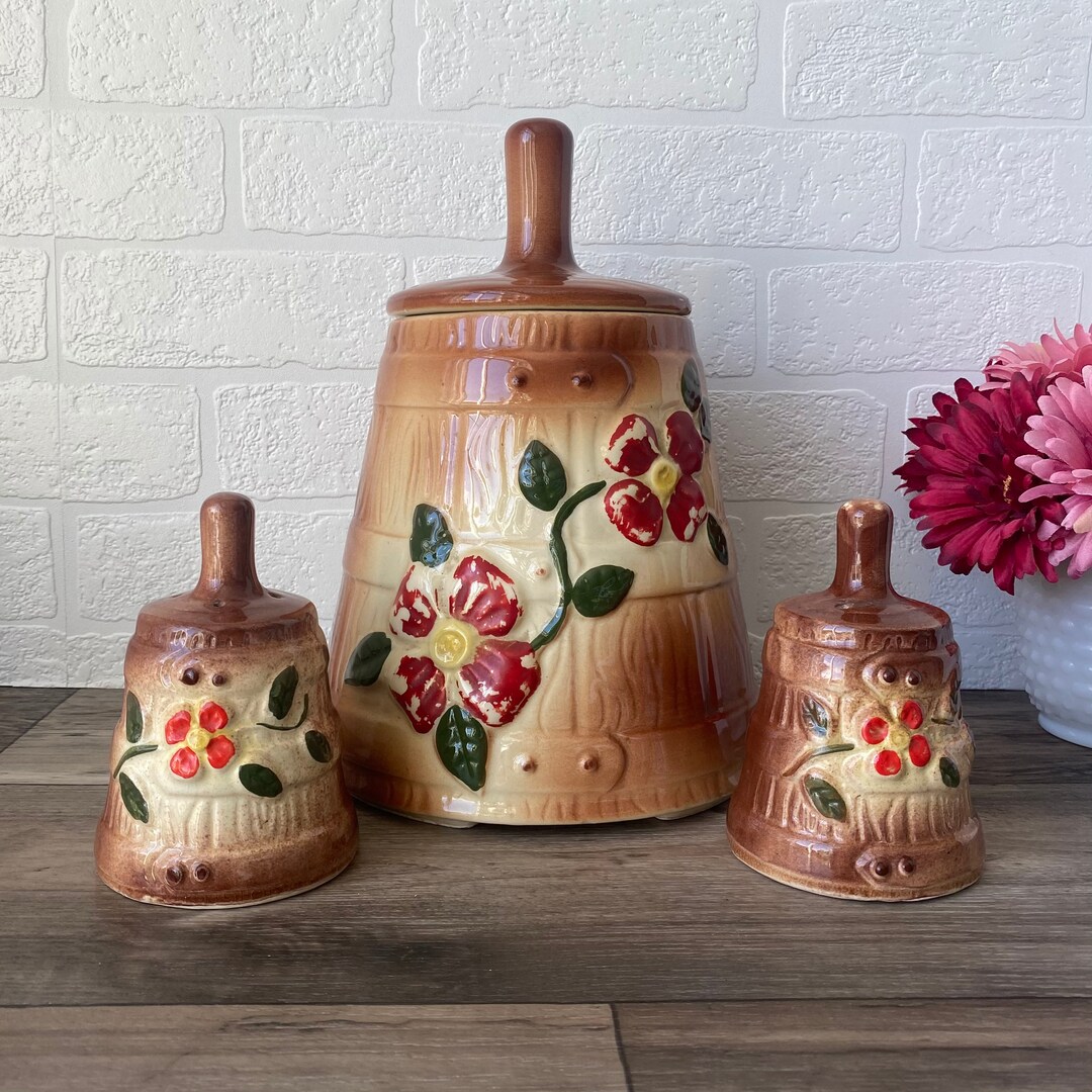 Vintage Butter Churn Cookie Jar and Shakers Etsy
