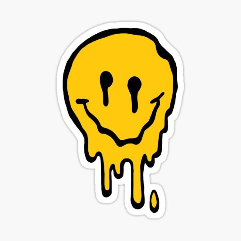 Droopy Smiley Face Sticker - Etsy