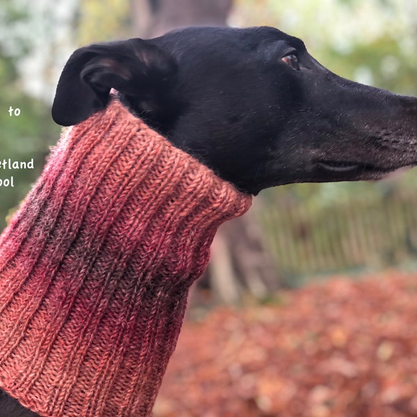 Wool Dog Snood. Greyhound Galgo Whippet Lurcher Sighthound. Winter Neck Warmer. British Wool. Winter Dog Scarf. Dog Accessories.